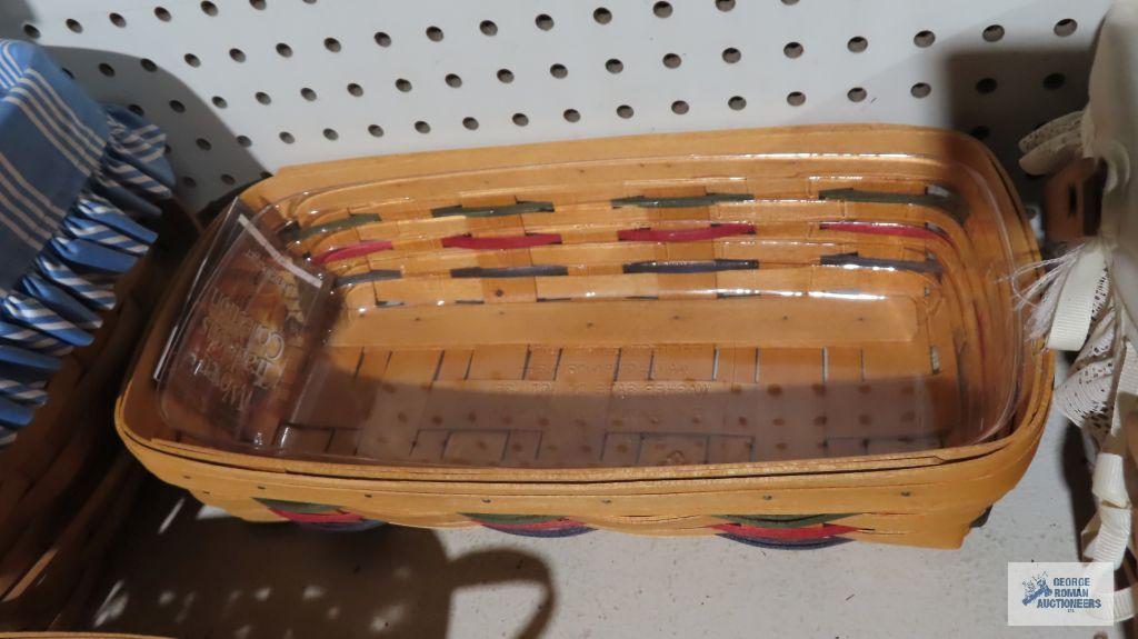 Longaberger 1988, 1999, & 2000 blue, red and green striped baskets