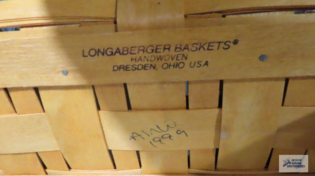 Longaberger 1988, 1999, & 2000 blue, red and green striped baskets