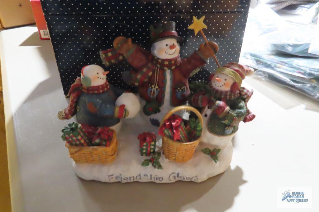 Longaberger Friendship Glows...figurine...and Christmas holly mugs