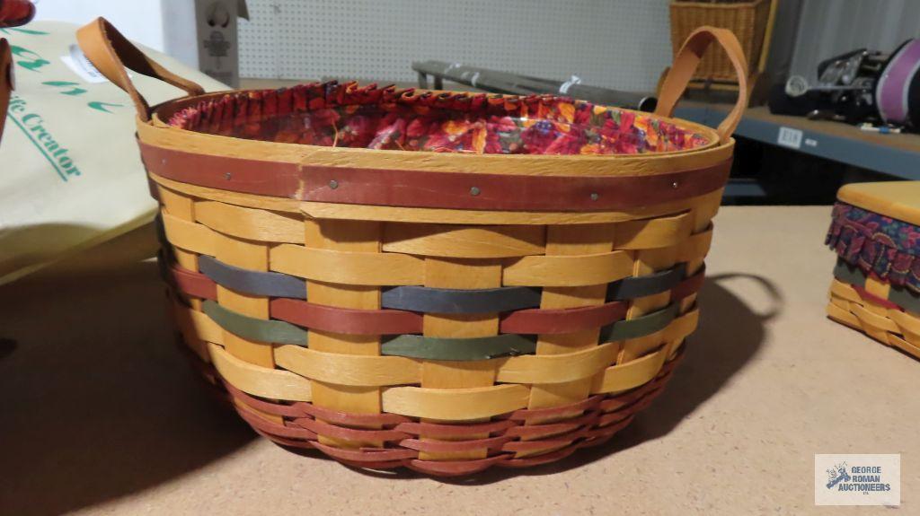 Longaberger 1995 red, blue and green striped fall basket