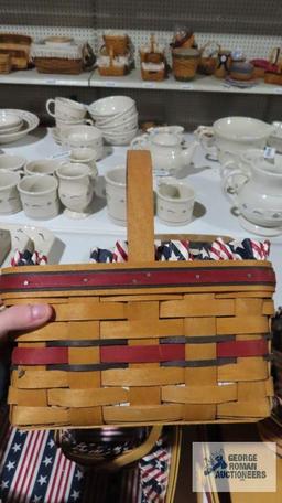 Longaberger 1997 and 1998 blue and red striped baskets with stars and stripes liners