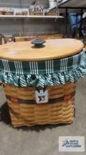 Longaberger 1998 red and green striped Christmas...basket