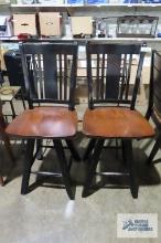 Two painted bar stools
