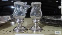 Quaker "Hurricane" Newport Sterling, glass with weighted bottom, salt and pepper shakers