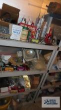 lot of assorted hardware, fluids, caulking. Shelving...NOT included!