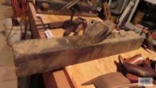 large antique wood plane. handle needs repaired