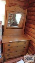 Oak chest of drawers with movable mirror