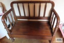 Wood bench with turn spindles