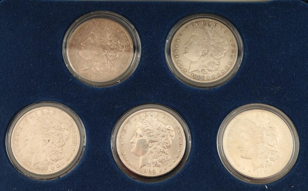 Lot of 5 US Morgan Silver Dollars