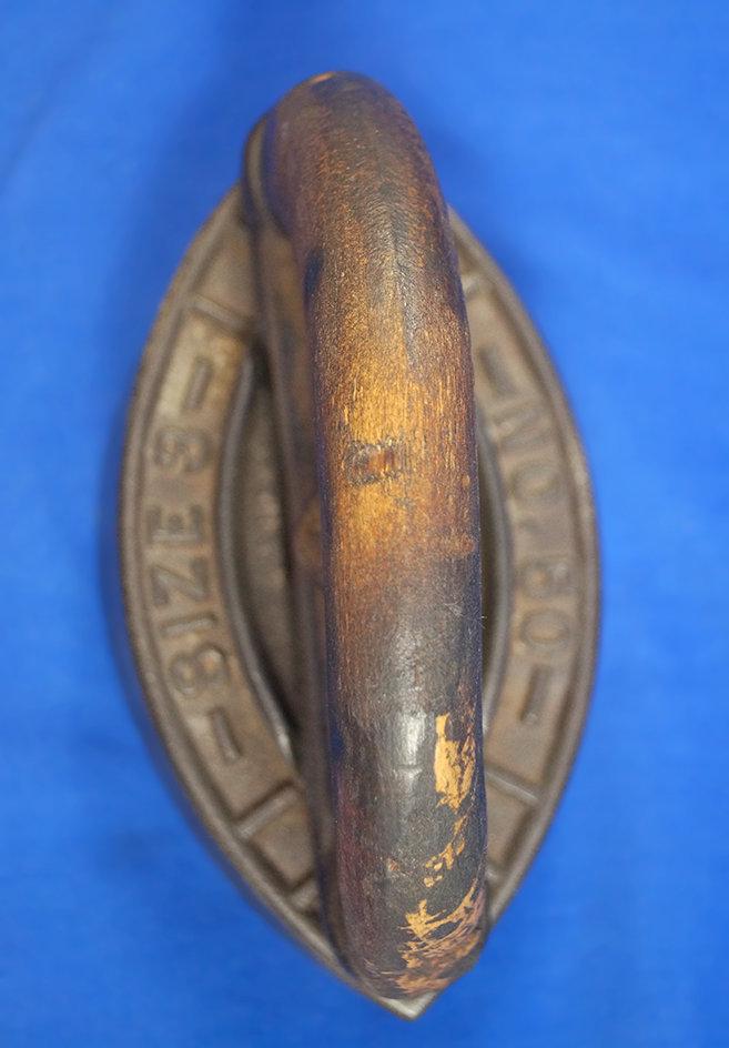 Sad iron detachable wooden handle, No. 50, size 3, Ht 5 1/4", 6 3/4" long