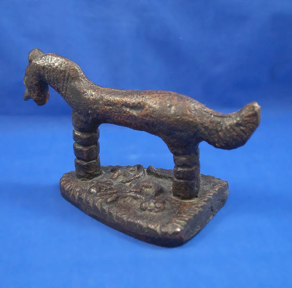 Creature iron, strong casting, traces of original brownish paint, 3 lbs, very scarce, Ht 5 1/4"