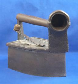 Charcoal iron, front chimney, "BIC 12", base 7 1/2" x 5", total Ht 7 1/2"
