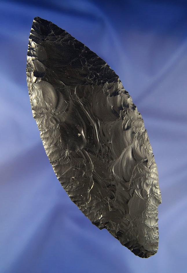 Sale Highlight! This truly is an incredible relic. 6 1/2" Parman made from jet black Obsidian with e