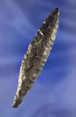 3 3/4" late paleo-early archaic bi-pointed knife made from obsidian found near Klamath Lake, Klamath