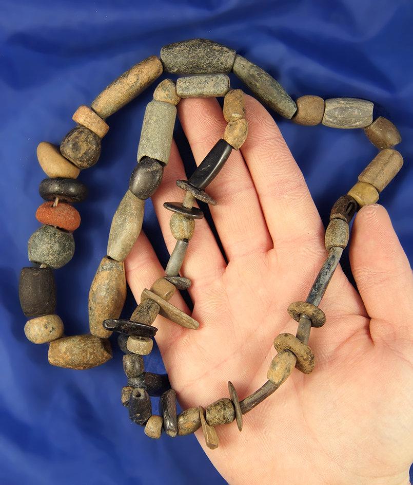 28" L Strand of Columbia River Stone Beads of mixed sizes and types, Ex. Bill Peterson.