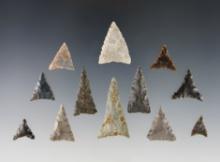 Set of 12 Triangle points found in the Kentucky/Tennessee area. The largest is 1 9/16".