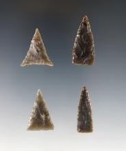 Set of 4 Triangle points found in the Kentucky/Tennessee area. The largest is 1 3/8".
