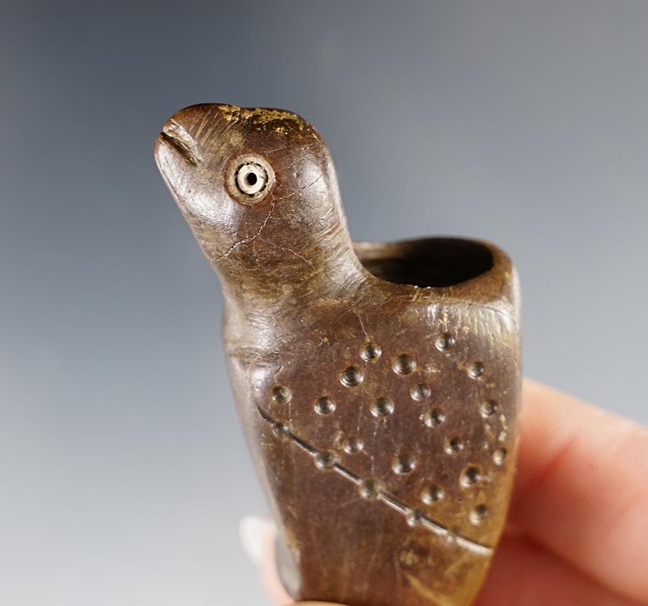 Sale Highlight! Reeve Village Site Bird Effigy Pipe. 2 9/16". Lake Co., OH. Pictured - book included