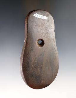 Fine 4 3/8" Keyhole Pendant - patinated red Banded Slate with "Worm Track". Ex. Cull, McAbee.
