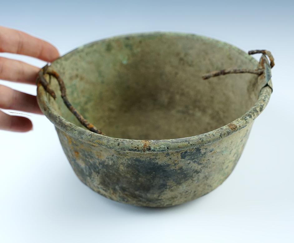 6 1/2" in diameter Iroquois Trade Kettle found at the Great Gully Site in New York.