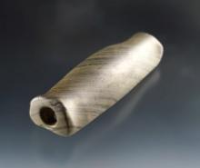 Beautifully styled 3 11/16" Bar Amulet - banded Glacial Slate that is drilled at both ends. Ohio.