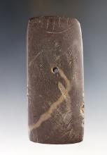 4 1/16" Trapezoidal Pendant "Worm Tracks" and tally marks on the top - red Slate. Ex. C. West.