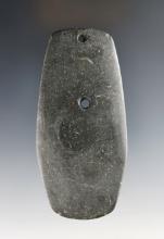 3 1/2" Two-Hole Adena Pendant made from Slate. Found in Geauga Co., Ohio. Bennett COA.