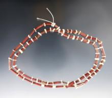 24" strand of Red Straw, Wampum and Shell Beads found at the Power House Site, Lima, NY.