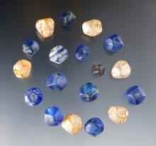16 early 1600's Blue & Amber Faceted Wire Wound Beads found at White Springs, Geneva, NY.