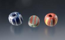 3 rare Beads including large Polychromes and Paddle Pressed. White Springs Site in Geneva, NY.