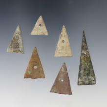 Set of 6 Kettle Points found at the White Springs Site in Geneva, New York. Largest is 1 7/8".