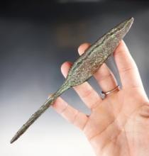 7 1/4" Rat Tail Copper Spear found near Constantine in St. Joseph Co., Michigan. Ex. Denny Ryan.
