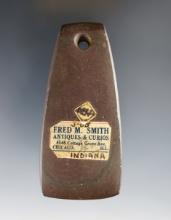3 1/4" Bell Pendant made from Slate. Found in Indiana. Ex. Clifford Bry, Ramp collection.