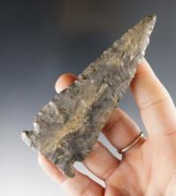 4 1/8" thin and fine Meadowood found in Medina Co., Ohio and made from Coshocton Flint. COA.