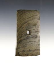 3 3/4" Bell Pendant made from green and black Banded Slate. Found in Nobel Co., Indiana.
