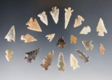 Set of 20 well made Birdpoints found in the Midwestern U.S. The largest is 1 3/16".