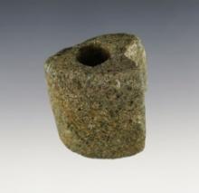 1 3/4" Prismoidal Bannerstone made from Hardstone with damage to one end, Alabama.
