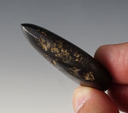 Miniature 1 3/4" Hematite Celt with a nice bit and great overall form. Pickaway Co., Ohio.