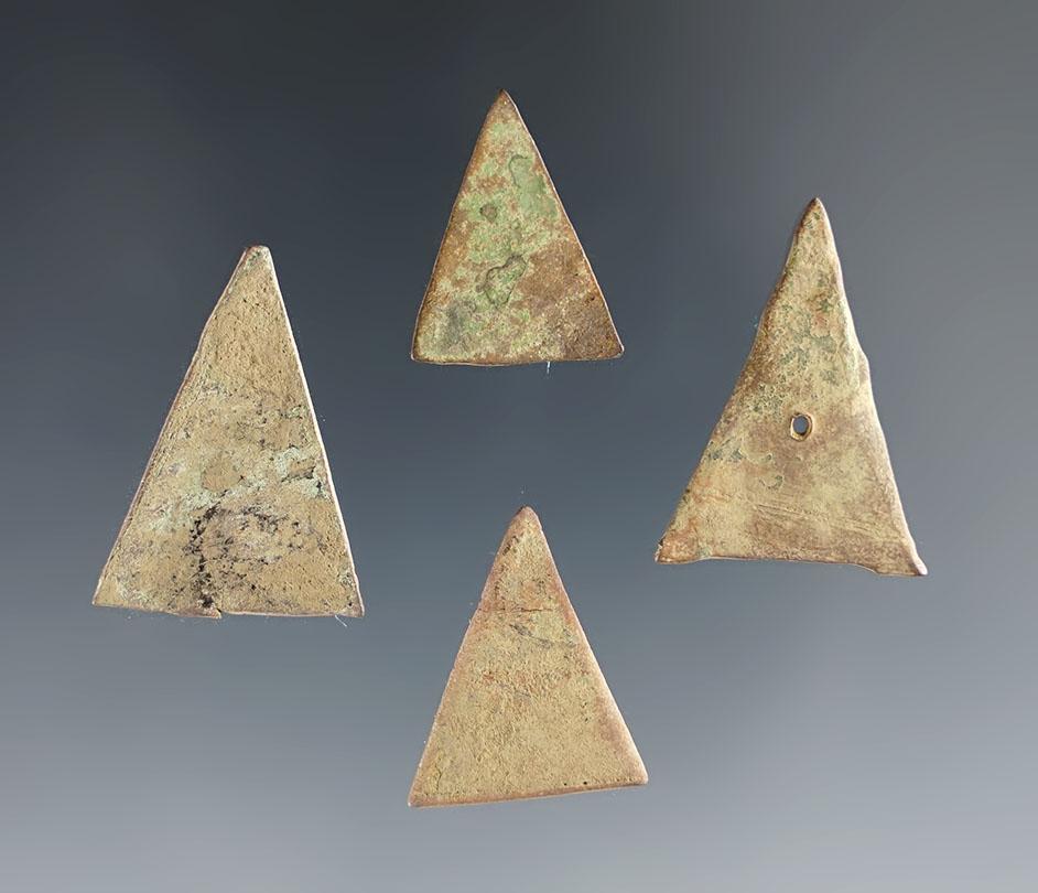 Set of 4 Kettle Brass Points, 1 perforated,  Townley Reed Site, Geneva, New York.
