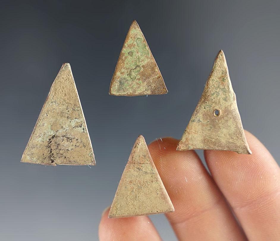 Set of 4 Kettle Brass Points, 1 perforated,  Townley Reed Site, Geneva, New York.
