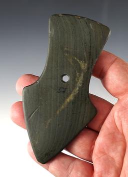 Classic form 4 3/8" Shield Pendant with 2 spots of minor restoration.Randolph Co., Indiana.