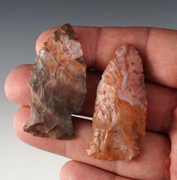 Pair of nicely Hopewell points - Found by Jack Hooks in 1962 east of the Flint Ridge Park, Ohio.