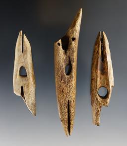Set of 3 Inuit Harpoon Tips found in Alaska. The largest is 4 3/8".
