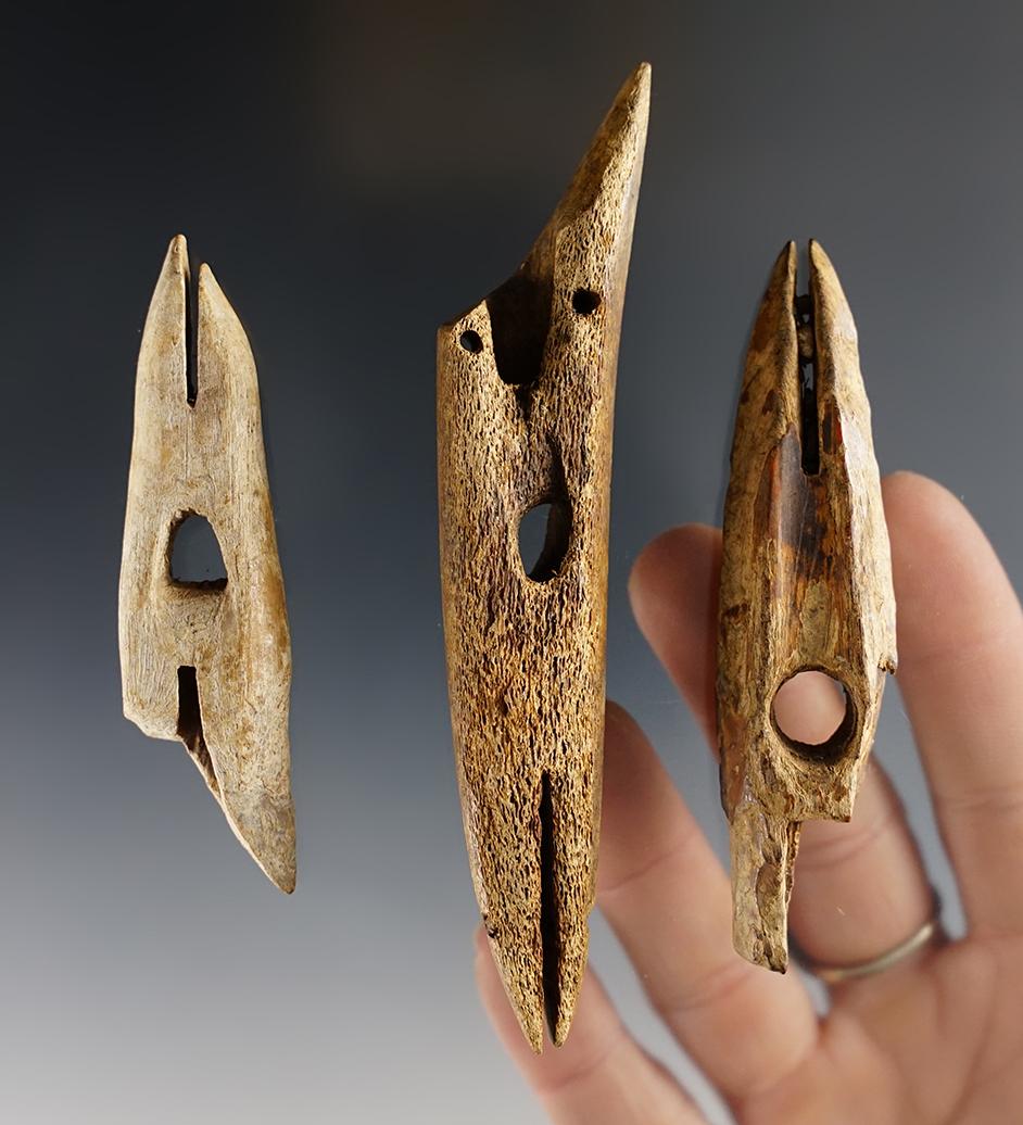 Set of 3 Inuit Harpoon Tips found in Alaska. The largest is 4 3/8".