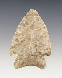 Classic styled 2 7/16" Archaic Cornernotch found in Ohio. Made from Coshocton Gray Flint.