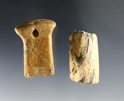Pair of fine Bar Amulet fragments made from Gneiss. One is from Coshocton Co., Ohio.