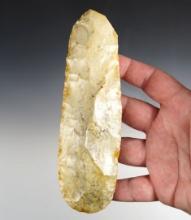 Nicely made 6 1/2" Flint Celt made from Burlington Chert. Found in Madison Co., Illinois.