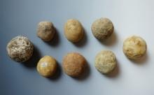 Set of 8 Hardstone Hammerstones found in Kentucky. The largest is 2 3/8".