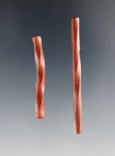 Pair of Twisted Tubular Licorice Beads - Townley Reed Site, Geneva, New York. Circa 1710-1745.