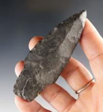 3 5/16" Stemmed Lance - Nellie Chert with excellent grinding. Found in Crawford Co., Ohio.